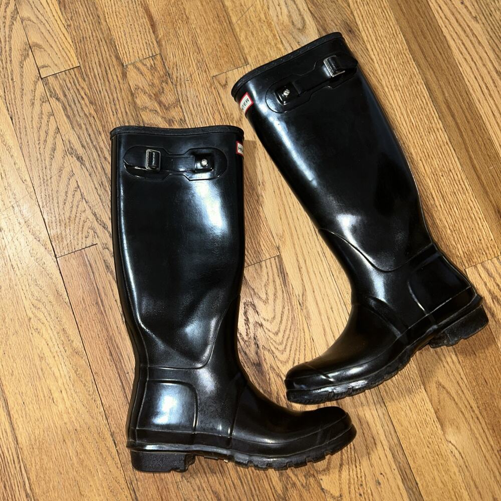 Hunter Original Tall Gloss Women's Black Rain Boots WFT1000RGL UK 7, US 9